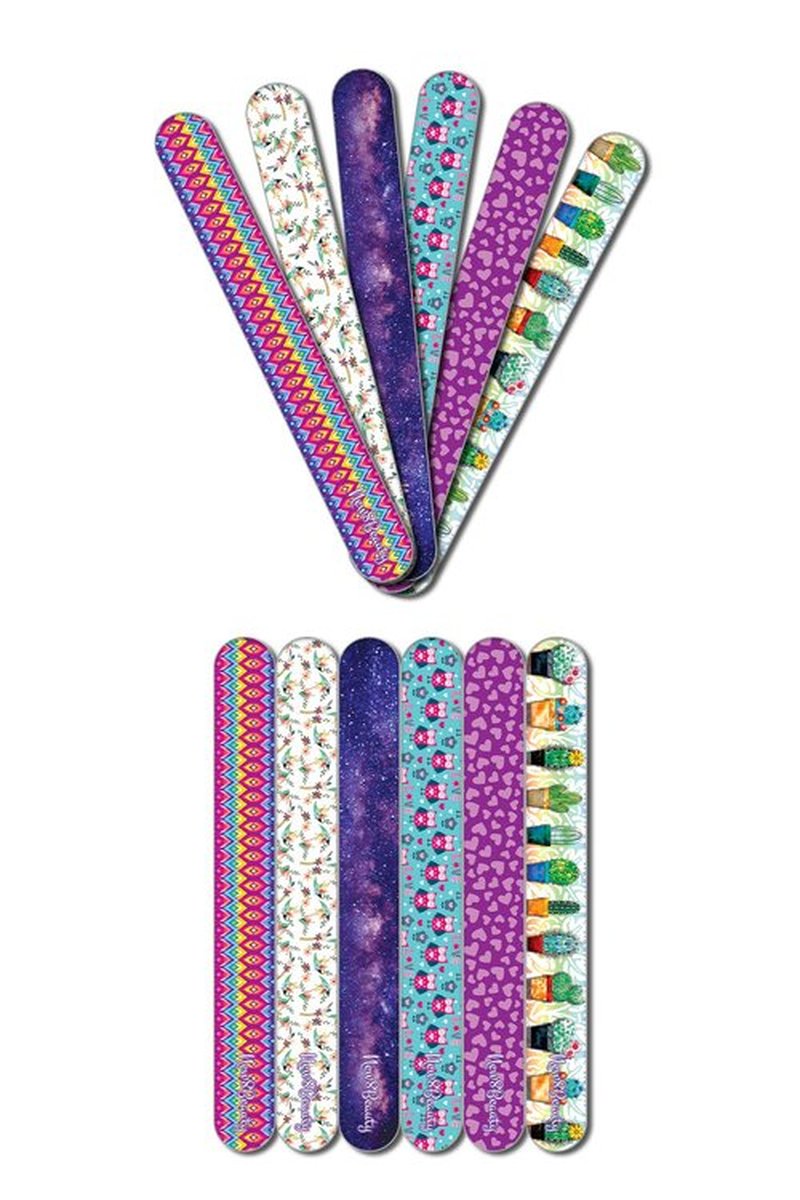 New8Beauty Emery Board Colorful (12-Pack) - Nail Spa Party Favors Supplies - Best Stocking Stuffers Gift for Girls Women Kids Mom Girlfriend - Manicure Pedicure