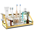Toothbrush Holders Bathroom Counter Organizer and Storage with Removable Electric Toothbrush Head Holder and Divider, Bathroom Organizer with Diatomite Drying Stone Mat for Vanity, Kitchen, Dresser