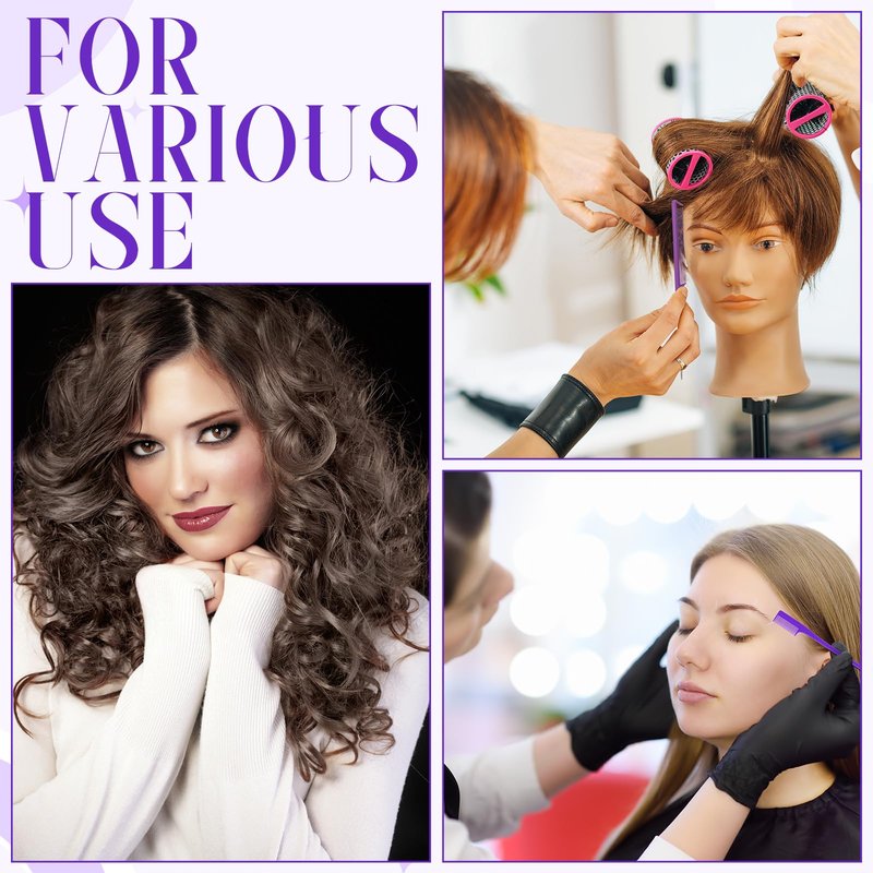 Youyole 90 pcs Hair Styling Set:30 Teasing Brushes, 30 Rat Tail Combs, 30 Edge Brushes for Women, Babies, and Kids(Purple)