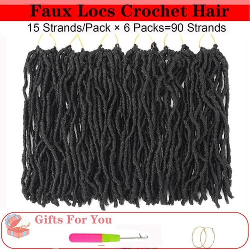 Faux Locs Crochet Hair 18 Inch,6 Packs Soft Locs,Pre Looped Faix Locs For Black Women,Synthetic Braiding Hair Crochet Braids Dreadlock Extensions (18in,1B#)