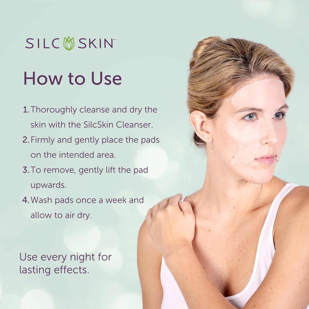 Silcskin Chest And Neck Care Bundle With Decollette Pad Collette Pad And Skin Cleanser, Reusable Medical Grade Silicone For Chest And Neck Wrinkles