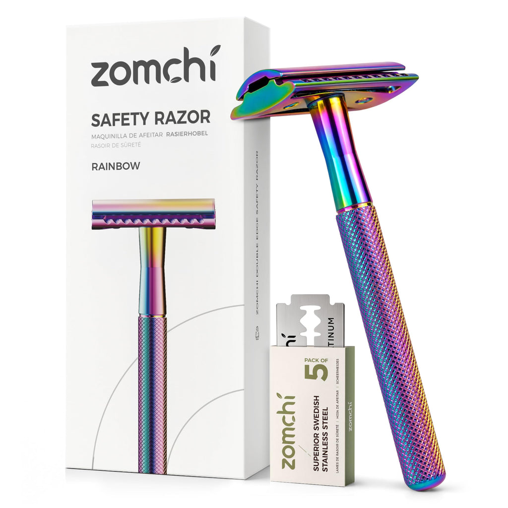 ZOMCHI Double Edge Safety Razor for Men & Women, Rainbow