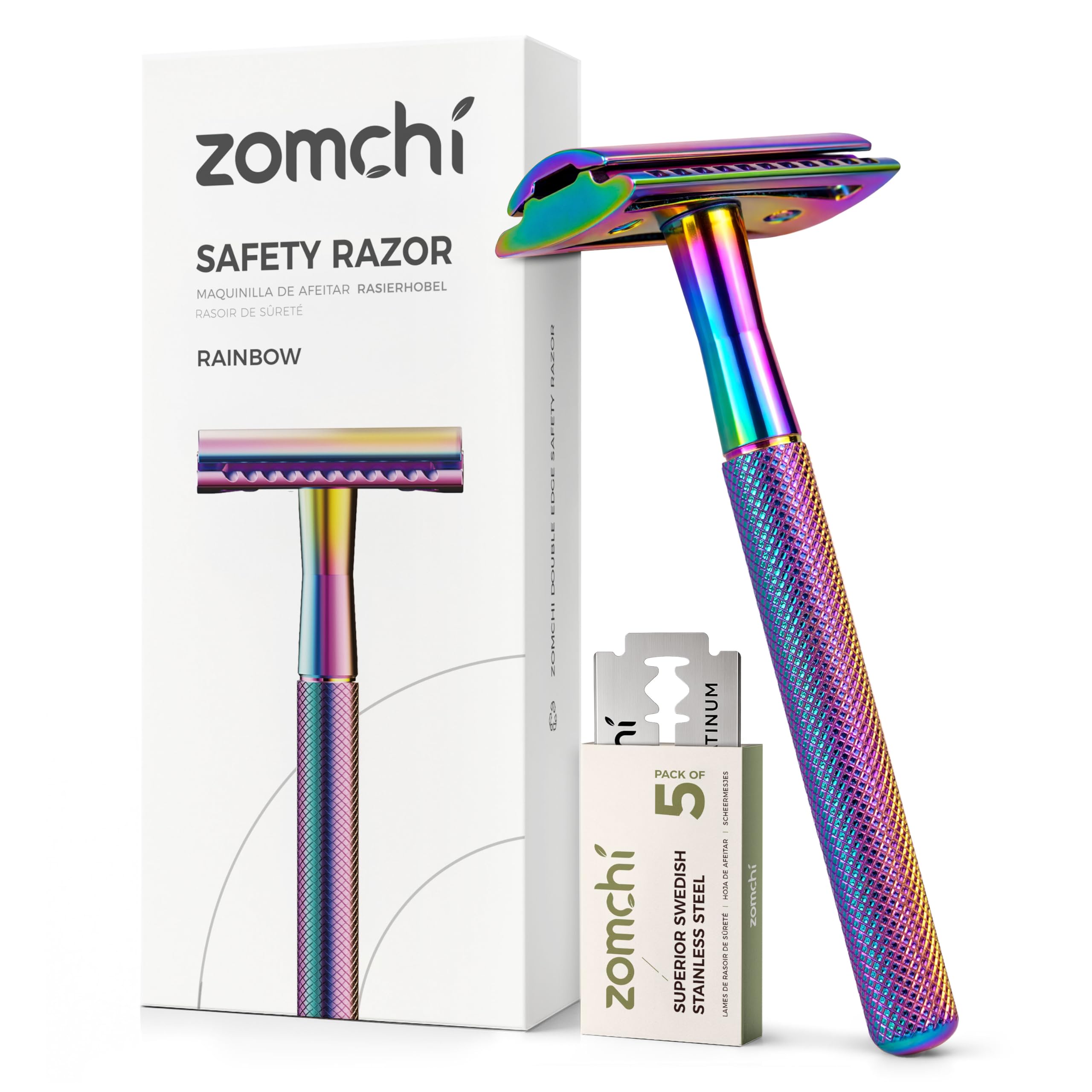ZOMCHI Double Edge Safety Razor for Men & Women, Rainbow