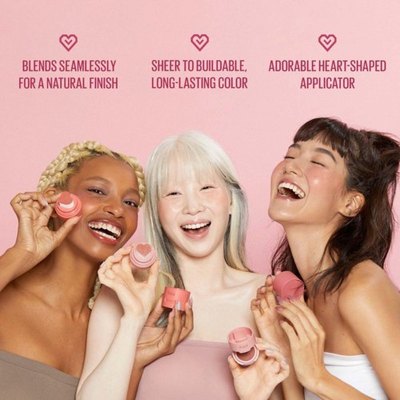 KAJA Blusher - Cheeky Stamp 03 Bossy | Kbeauty, Cute Makeup, Buildable & Blendable Shade with Heart-shaped Applicator, Sunkissed Finish, Travel size, Hygienic, Portable, Korean Makeup, 0.17 Oz