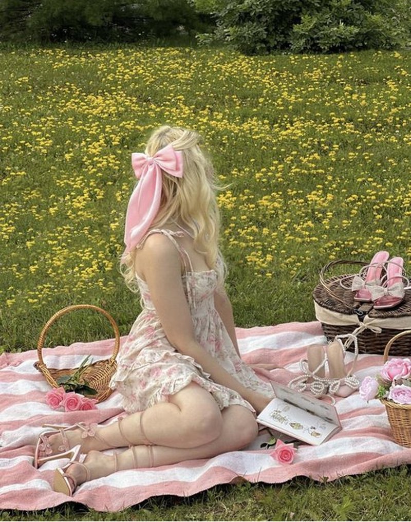 Pink Hair Bow for Women Girls, Valentine Big Satin Bow Clip with Long Tail Light Pink Hair Accessories