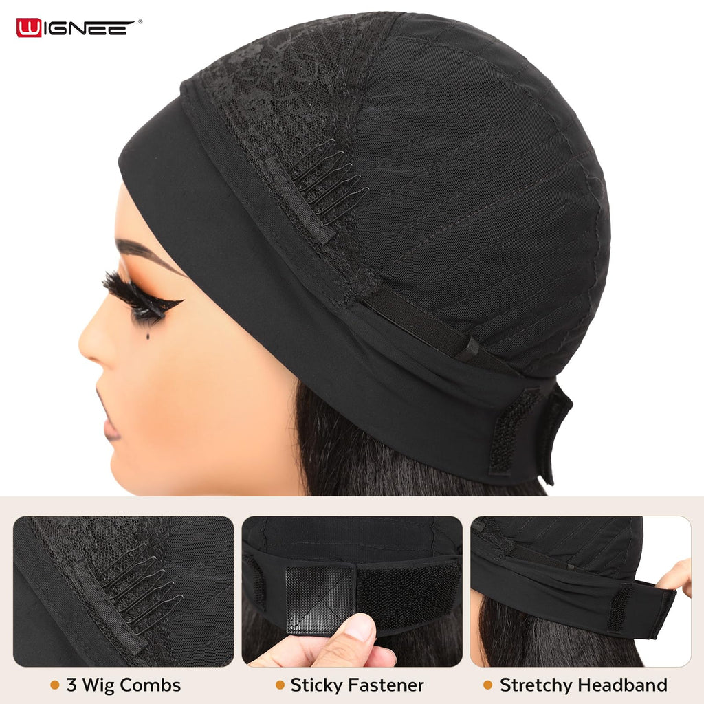 WIGNEE Yaki Curly Headband Wig Synthetic Layered Kinky Straight Half Wig Wear and Go Glueless Headband Wigs For Black Women