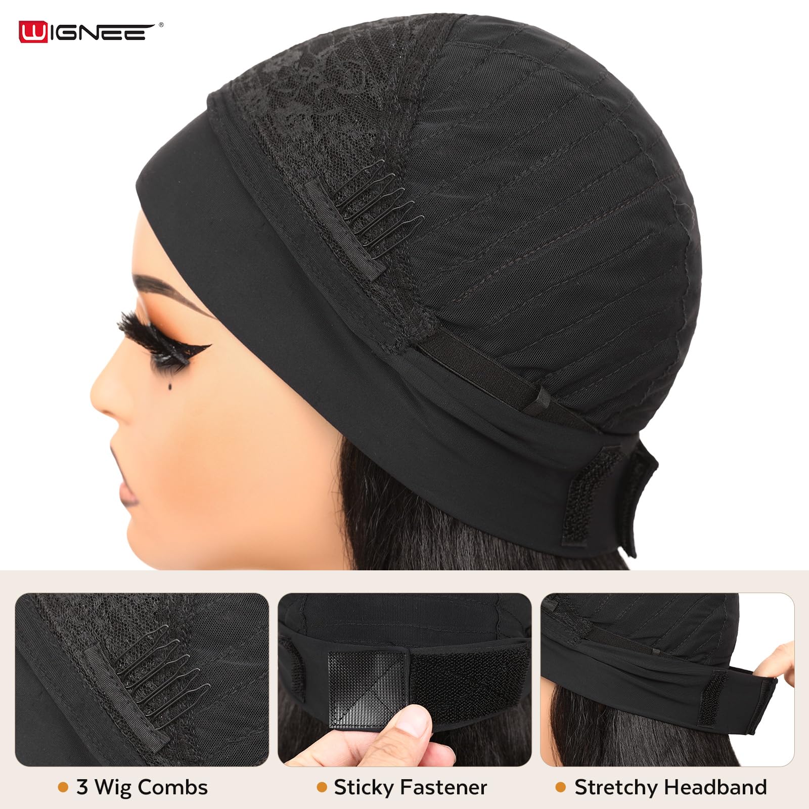 WIGNEE Yaki Curly Headband Wig Synthetic Layered Kinky Straight Half Wig Wear and Go Glueless Headband Wigs For Black Women