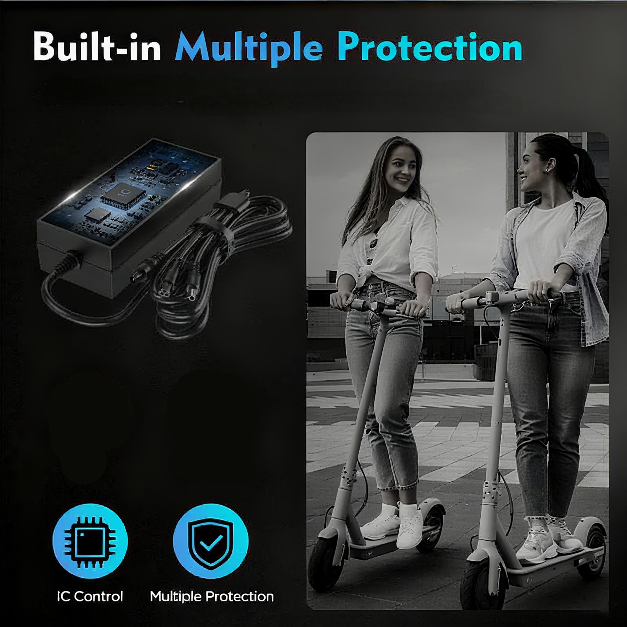 EVAPLUS UL Certified 54.6V Power Adapter for Electric Bike Electric Scooter, 48V Lithium Battery Charger with 12.0mm/0.47in Standard 3-Prong Connector