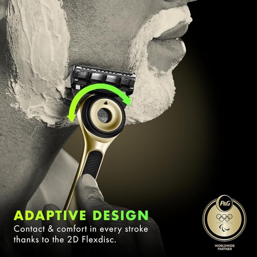 GilletteLabs Exfoliating Bar Razor for Men | Champion Gold Edition with Magnetic Stand - 1 Handle, 1 Refill
