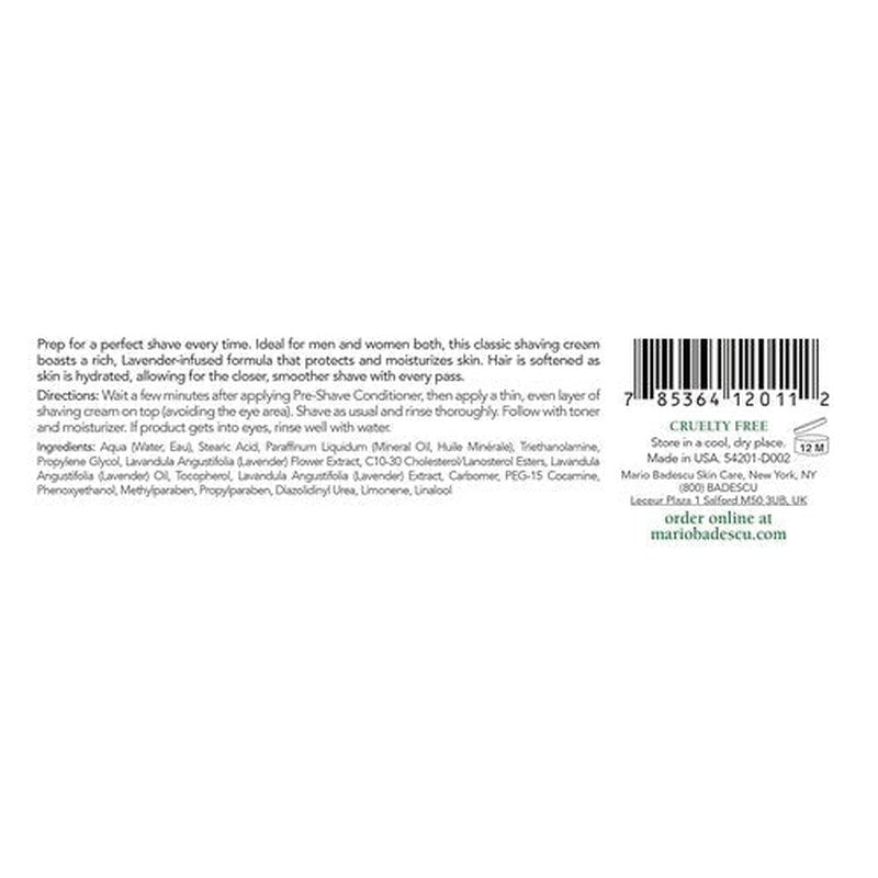 Mario Badescu Shaving Cream - Unisex Non-Foaming Formula with Lavender Oil & Vitamin E for a Closer Shave