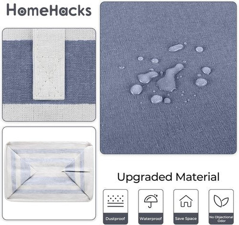 HomeHacks Large Waterproof Laundry Baskets - Collapsible Hampers with Reinforced Handles | Grey & Blue, 75L Each