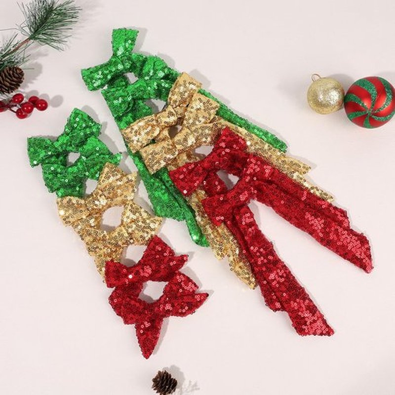 NCMAMA 4 PCS Gold Glitter Hair Bows for Girls Alligator Clips Sparkly Sequin Hair Accessories for Kids Toddler Women on Birthday Wedding Christmas and Party