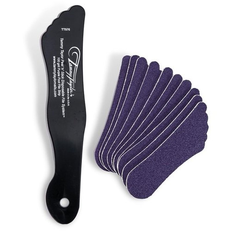 Tammy Taylor Foot File Callus Remover for Soft Feet, Purple Terminator Foot Scrubber & Dead Skin Remover, in Shower Foot Buffer for Wet and Dry Skin, Pedicure Foot Rasp for Heels (Small, 10 Pack)