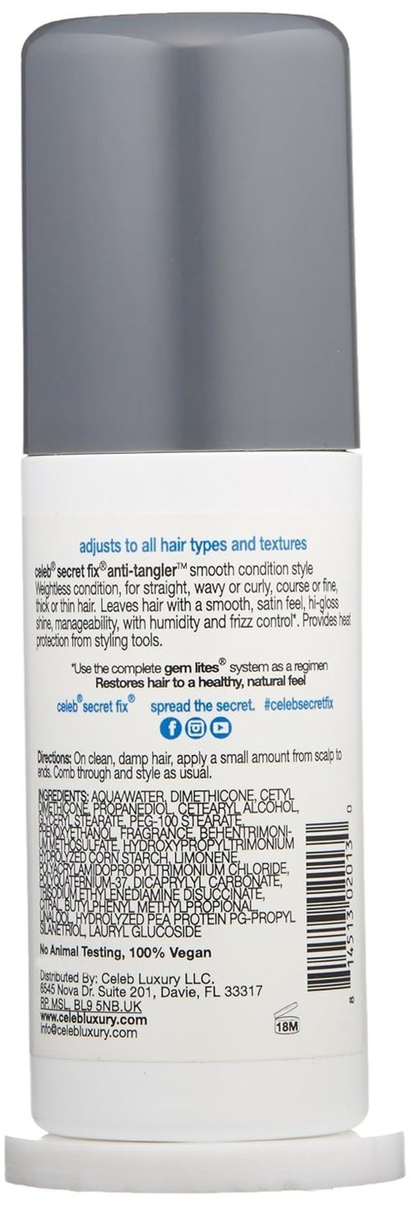 Celeb Luxury Leave-In Hair Styler | Vegan Conditioner for Optimal Hydration & High Gloss Shine
