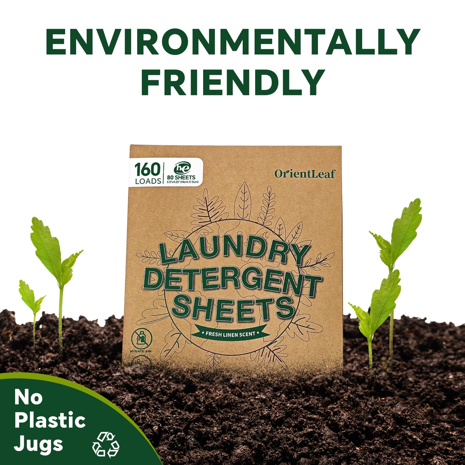 OrientLeaf Laundry Detergent Sheets Fresh Scent, Eco-Friendly, Powerful Cleaning, Up to 160 Loads (80 Sheets), Hypoallergenic Laundry Soap for Travel and Home Washing