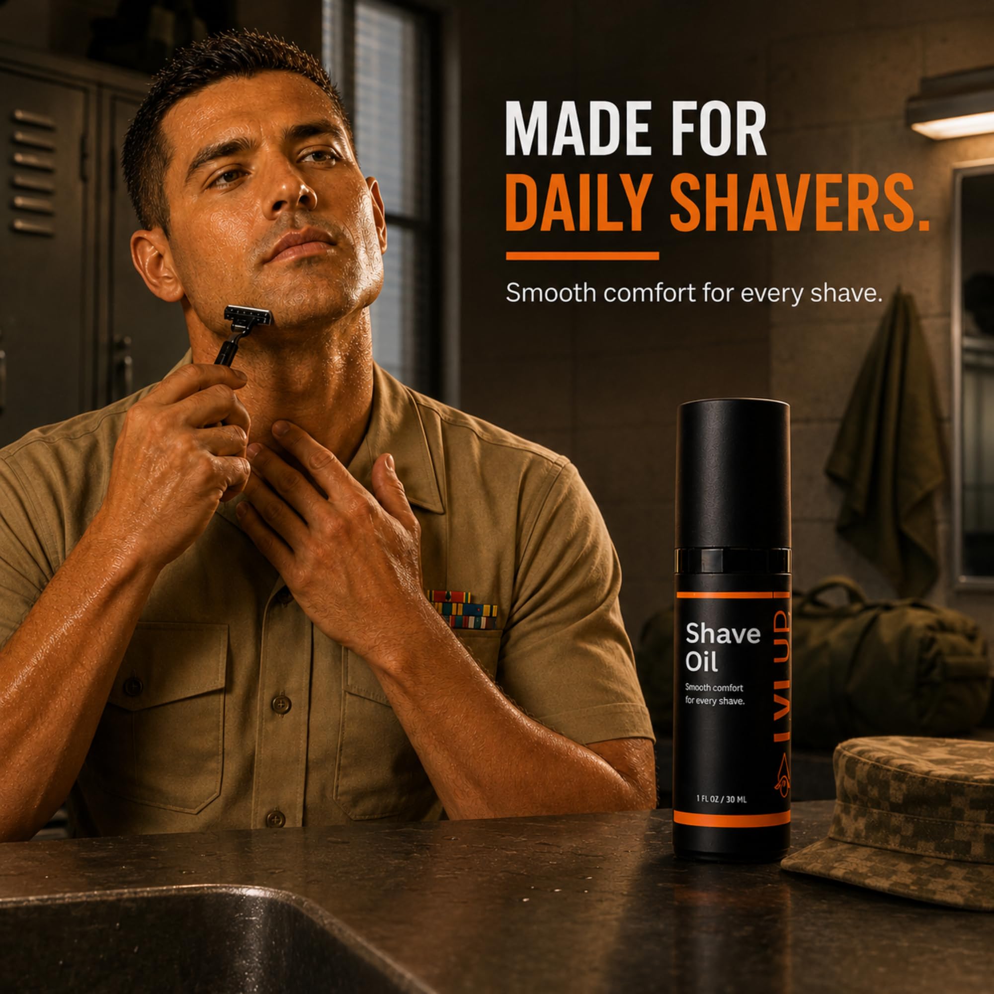LVLUP Shave Oil for Men (1 oz) – 100% Natural Shaving Oil for Sensitive Skin – Prevents Razor Burn, Bumps & Irritation – Replaces Shaving Cream, Gel & Aftershave – Made in Austin, Texas
