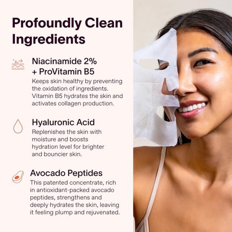 Solawave Hydrating Sheet Mask, Anti Aging Face Mask with Niacinamide, Hydrating Face Mask with Hyaluronic Acid, Moisturizing Face Masks (5 Pack)