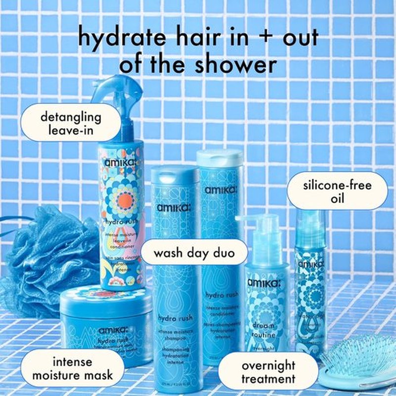 Amika Hydro Rush Intense Moisture Conditioner - Hydrating Formula with Hyaluronic Acid