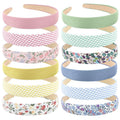 Wecoe 12pcs Headbands for Women Girls Summer Flower Floral Plain Checked Plaid Printed Headbands Hairbands Diy Costume Hair Accessories Women Girls Diademas Coreanas Para Mujer Gifts
