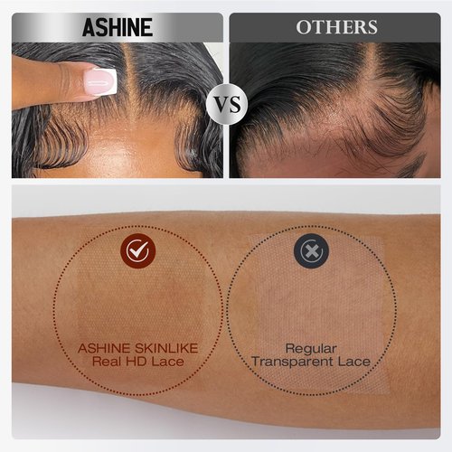 ASHINE 5x5 HD Lace Closure Body Wave Human Hair 5x5 Real HD Lace Closure Invisible Bleached Knots Pre Plucked with Baby Hair Natural Hairline 14 Inch