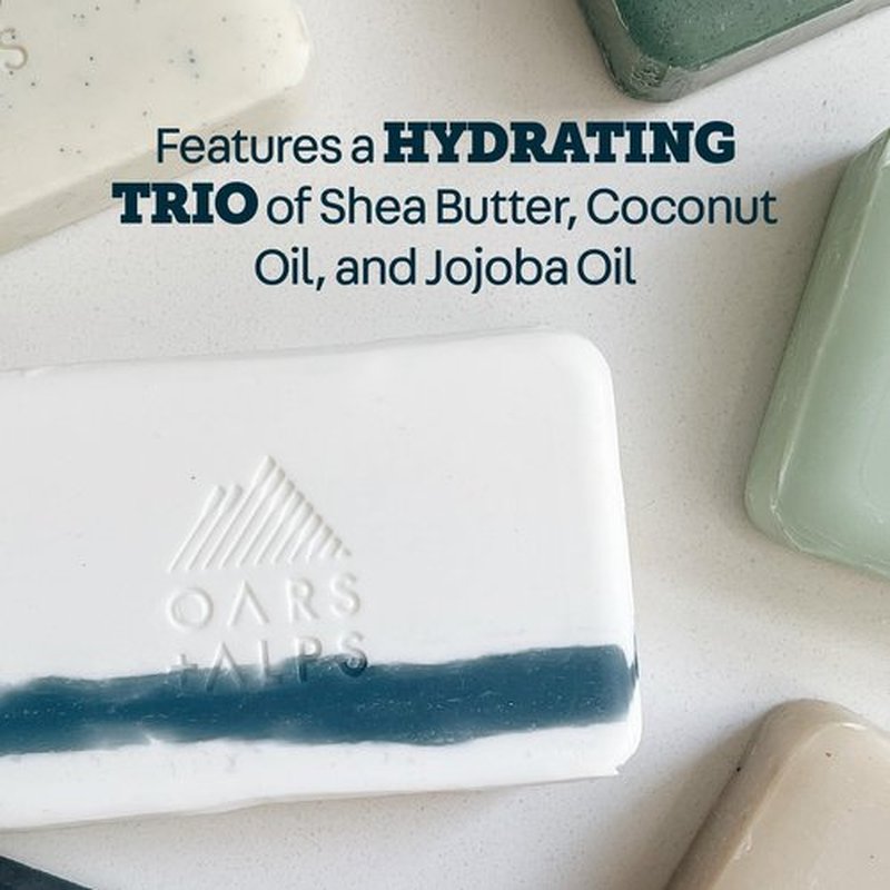 Oars + Alps Exfoliating & Moisturizing Bar Soap for Men, Deep Cleaning Soap, Clean Ingredients, All Skin Types, Shea Butter, Coconut Oil, 1pk