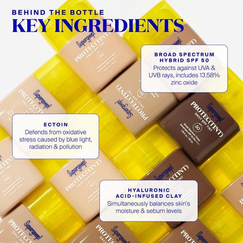 Supergoop! Protec(tint) Daily Skin Tint SPF 50 - 24N - Light, Buildable Coverage for Immediately Smooth, Even-Looking Skin - Natural Finish