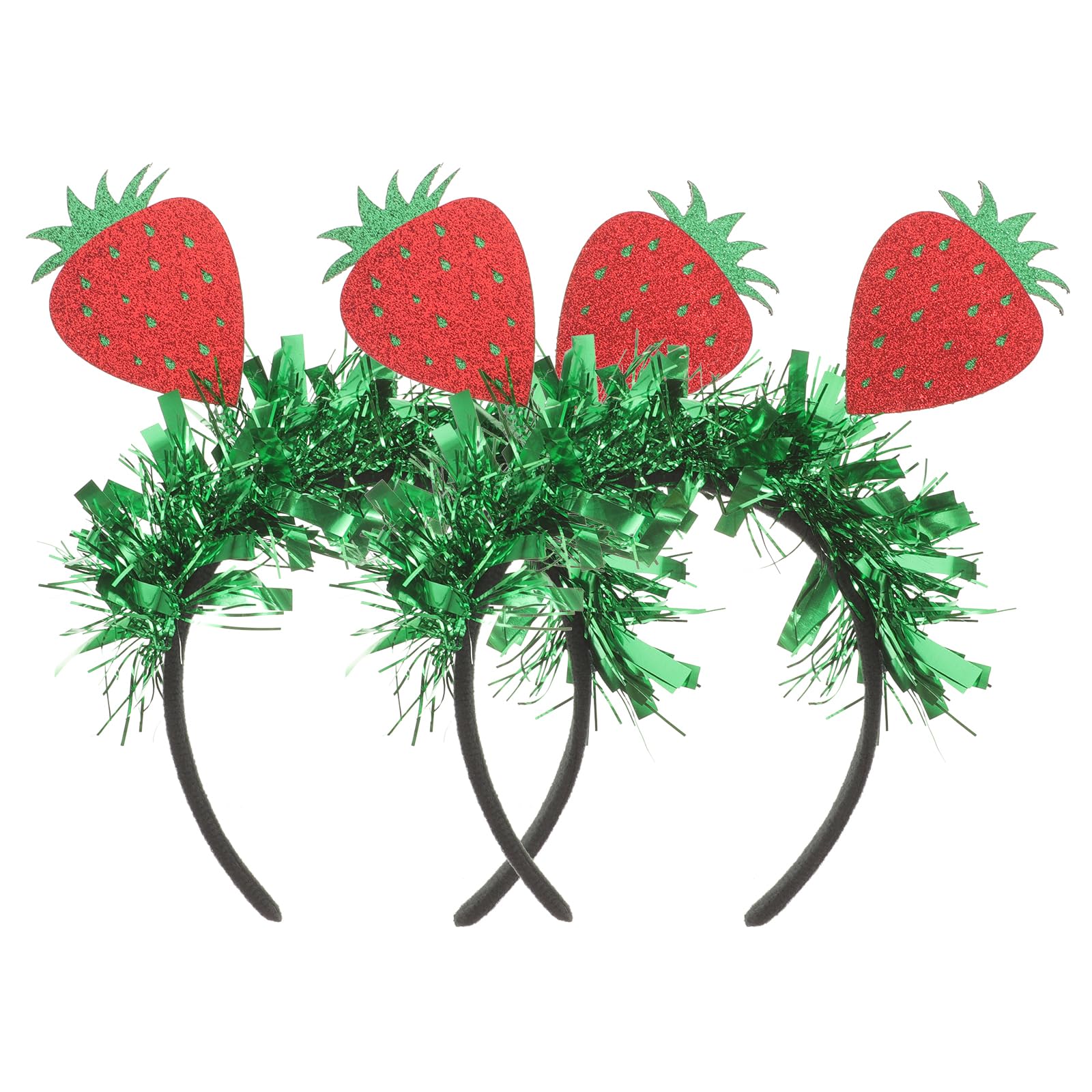 Women Girl Strawberry Headbands Glitter Tinsel Fruit Headband Valentines Easter Party Boppers Hair Accessories 7.87 x 9.44 x 1.96 inch