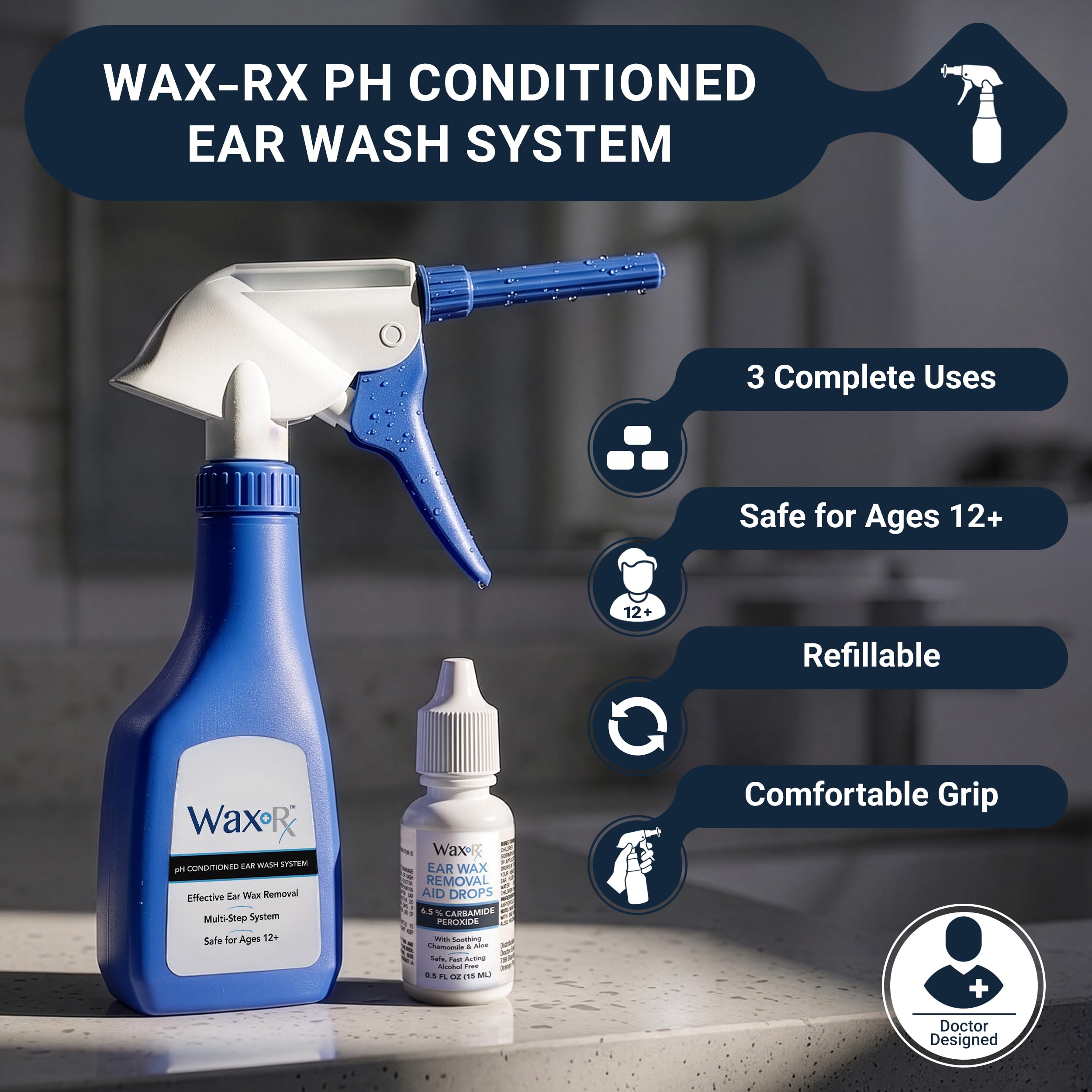 Doctor Easy Wax-Rx Ph Conditioned Ear Wash System, 15.2 Ounce