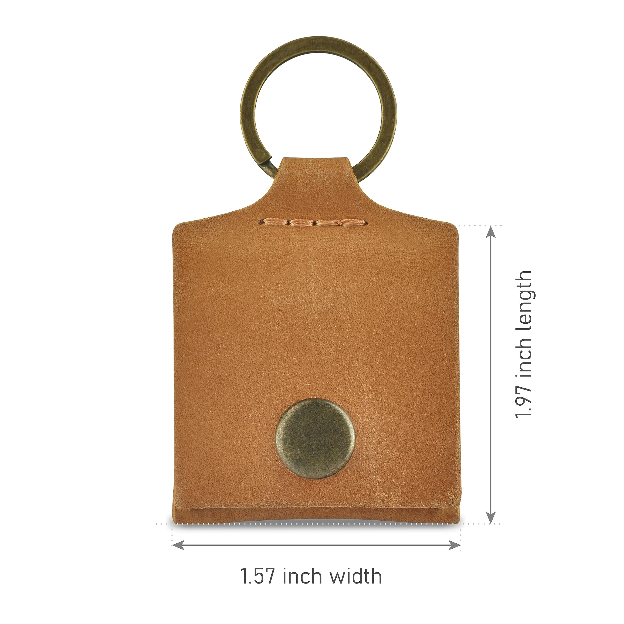 Leather Keychain Ring Holder, Wedding Ring Travel Case, Engagement Ring Holder, Ring Pouch Bag, Workout and Gym Ring Holder, Small Soft Leather Ring Bearer (Vintage Brown)