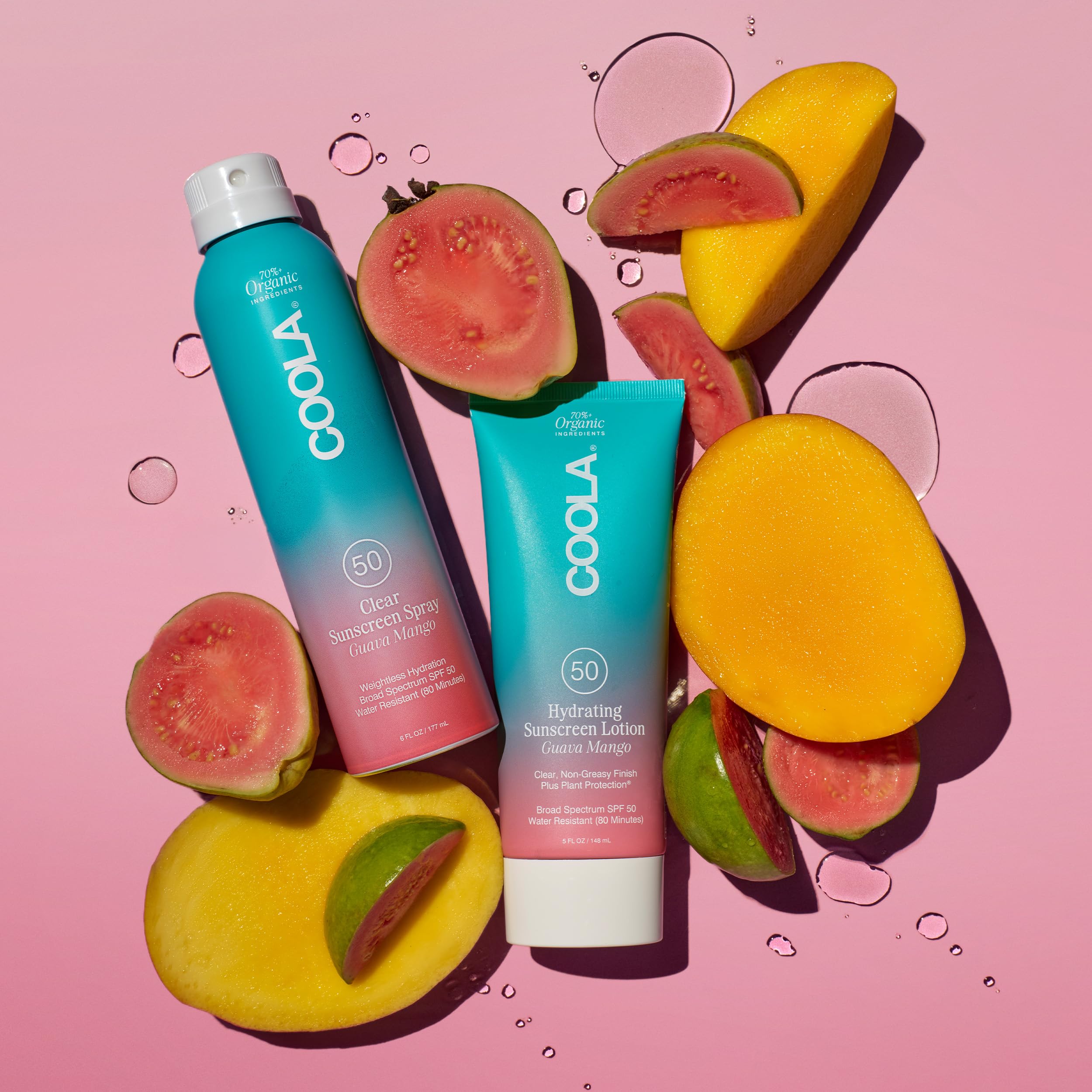 COOLA Organic Sunscreen SPF 50 Sunblock Spray, Dermatologist Tested Skin Care For Daily Protection, Vegan And Gluten Free, Guava Mango, 6 Fl Oz