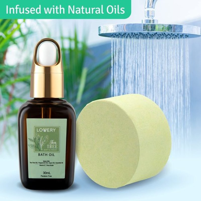 Tea Tree Bath Set - Luxury Home Spa Set with Calming Mint Fragrance – 15 pc Relaxation Gift Basket with Tea Tree Bath Oil,Shower Gel, Bubble Bath, Handmade Soap, Steamer Tablet, Potpourri & More