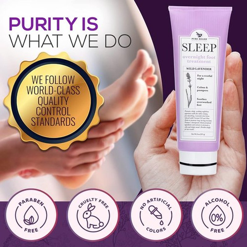 Pure Relief Foot Lotion - Moisturizing Cream for Dry Feet with Lavender, Shea Butter & Aloe | 8 Oz
