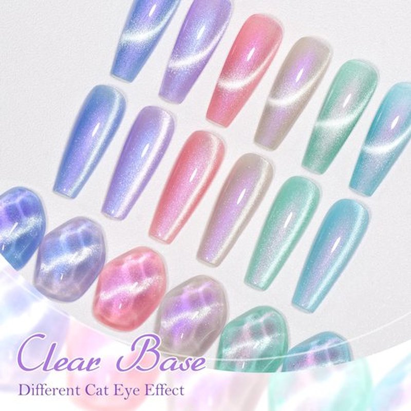 MEET ACROSS Cat Eye Gel Polish Mermaid Glitter Nail Polish Set Soak Off UV LED Light Magic Gel Nail Polish Kit Manicure Nail Art Gift Kit 6 Colors Free Magnet Stick (Mermaid Glitter)