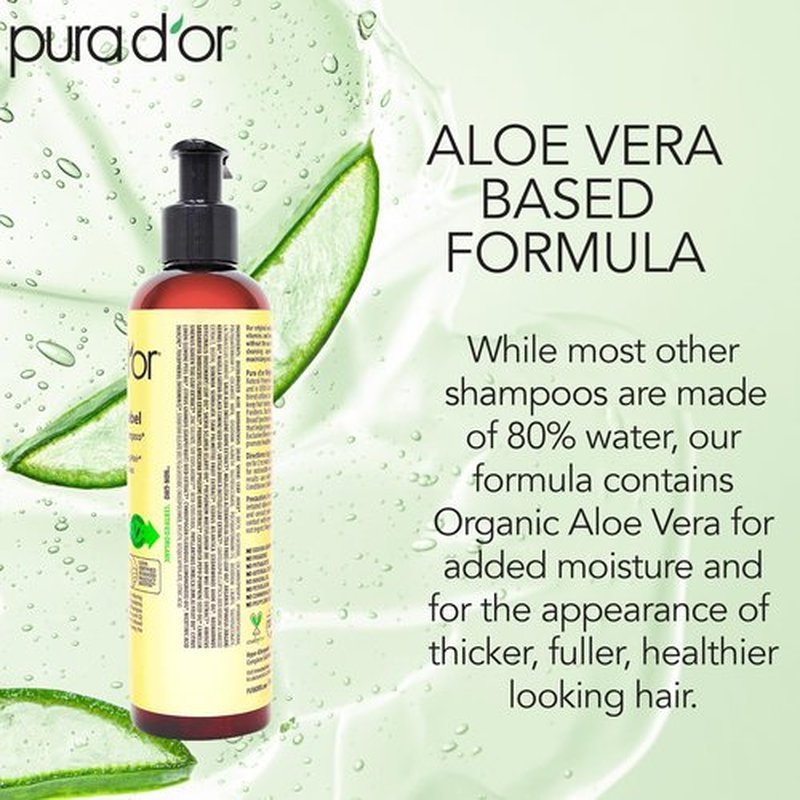 PURA D'OR 8 Oz Original Gold Label Anti-Thinning Biotin Shampoo Natural Earthy Scent, CLINICALLY TESTED Effective Results, Herbal Blend Hair Thickening Products, Women & Men, Color Treated Hair