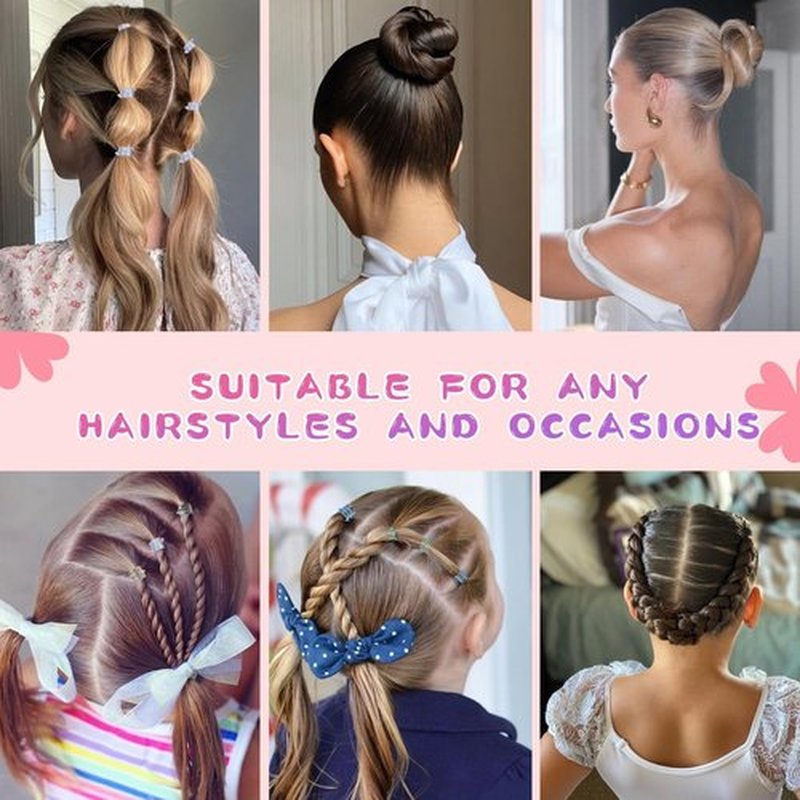 Hair Wax Stick Accessories, 500 PCS Colorful Transparent Hair Elastics for Kids Girls, 3 Pcs Hair Brush for Women, 2 Hair Loop Styling Tools
