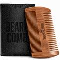 Wooden Beard Comb for Men & Case, Great Mustache Comb for Men, Dual Action Beard & Mustache Comb With Fine & Coarse Teeth, Mens Pocket Wood Comb, Peine Para Barba de Hombre (Premium Comb + Case)