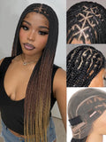 HANNE Full Lace Braided Wigs for Black Women Knotless Braided Wigs with Baby Hair 100% Handmade HD Lace Synthetic Box Braid Wig