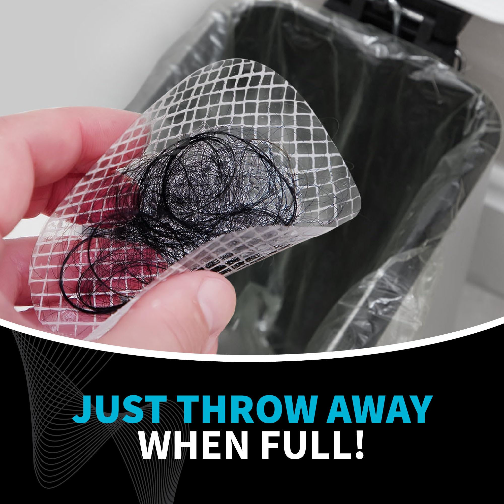 TubShroom Toss 26pk Disposable Drain Covers - Hair Catcher Mesh Sticker Strainers for Shower Bathtub and Bathroom Sink Drains to Prevent Clogged Drains, Half Year Supply