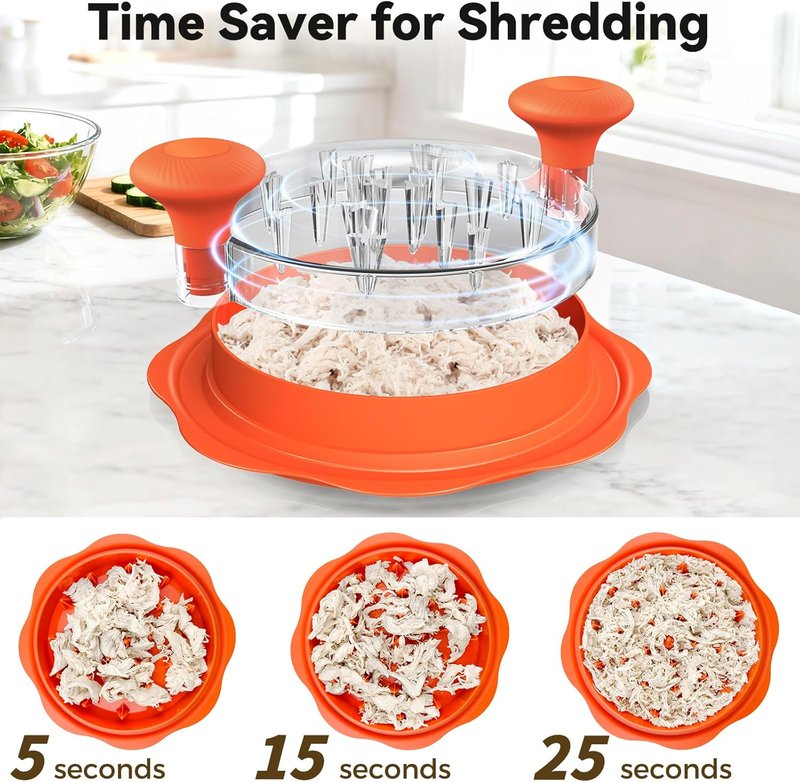 Ukeetap 10" Pro Chicken Shredder Tool - BPA-Free, Ergonomic Design, Anti-Slip Base | Orange
