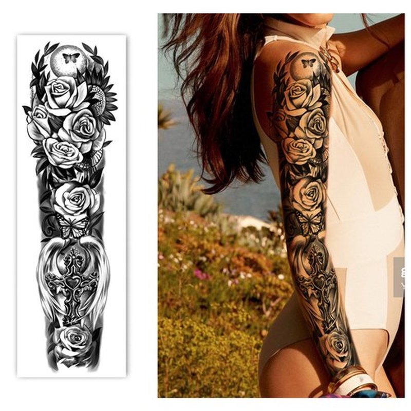 Temporary Tattoo Full Arm 8 Sheets and Half Arm Shoulder Tattoos 10 Sheets, Waterproof Extra Large LastingTattoo Stickers for Girls or Women (22.83"X7.1")