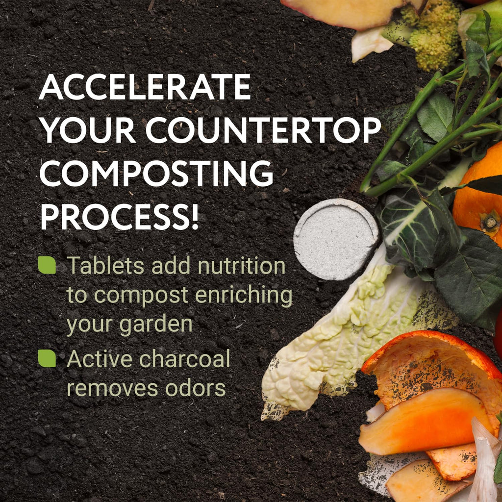 Impresa Kitchen Composter Set for Lomi Kitchen Composter - Impresa Two 0.5lb Bags for Lomi Charcoal Refills + 45 Compost Accelerator Tablets