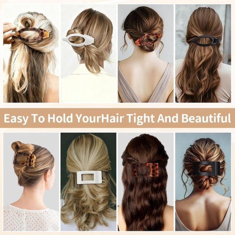 Artchita 8Pcs French Flat Hair Clips for Women 2 Styles Claw Clips for Girls Matte Flat Hair Claw Clips for Thin and Thick Hair Large Non-slip Strong Hold Hair Accessories for Women (Tortoise)