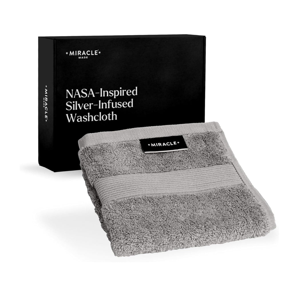 Miracle Made Soft Face Towel, Long-Staple Silver-Treated Cotton Fabric – Fade Resistant, Highly Absorbent, Quick-Drying Wash Cloth, Stone