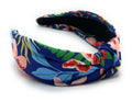 YETASI Navy Blue Floral Knotted Headband for Women Warable All Day Made of Silk Quality Flower Satin Fabric, Unique and Classy. Girls Headbands, Fashion Designer Top Knot Head band