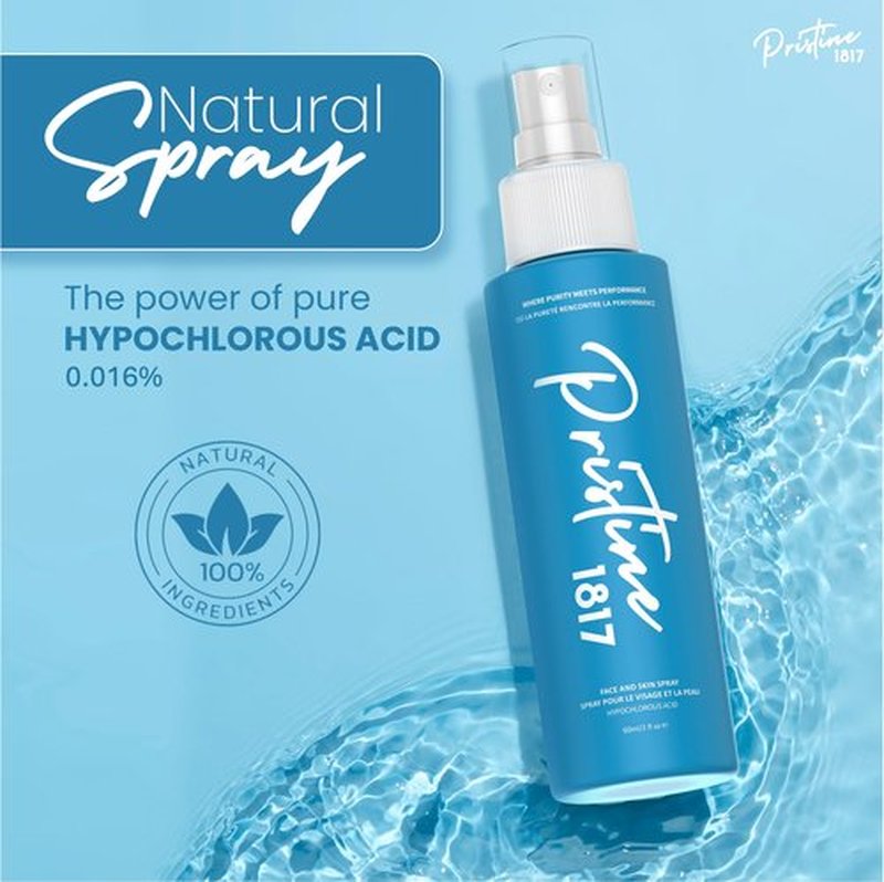 Pristine 1817 Hypochlorous Acid Spray 0.016% - Gentle, Versatile Mist for Face & Body