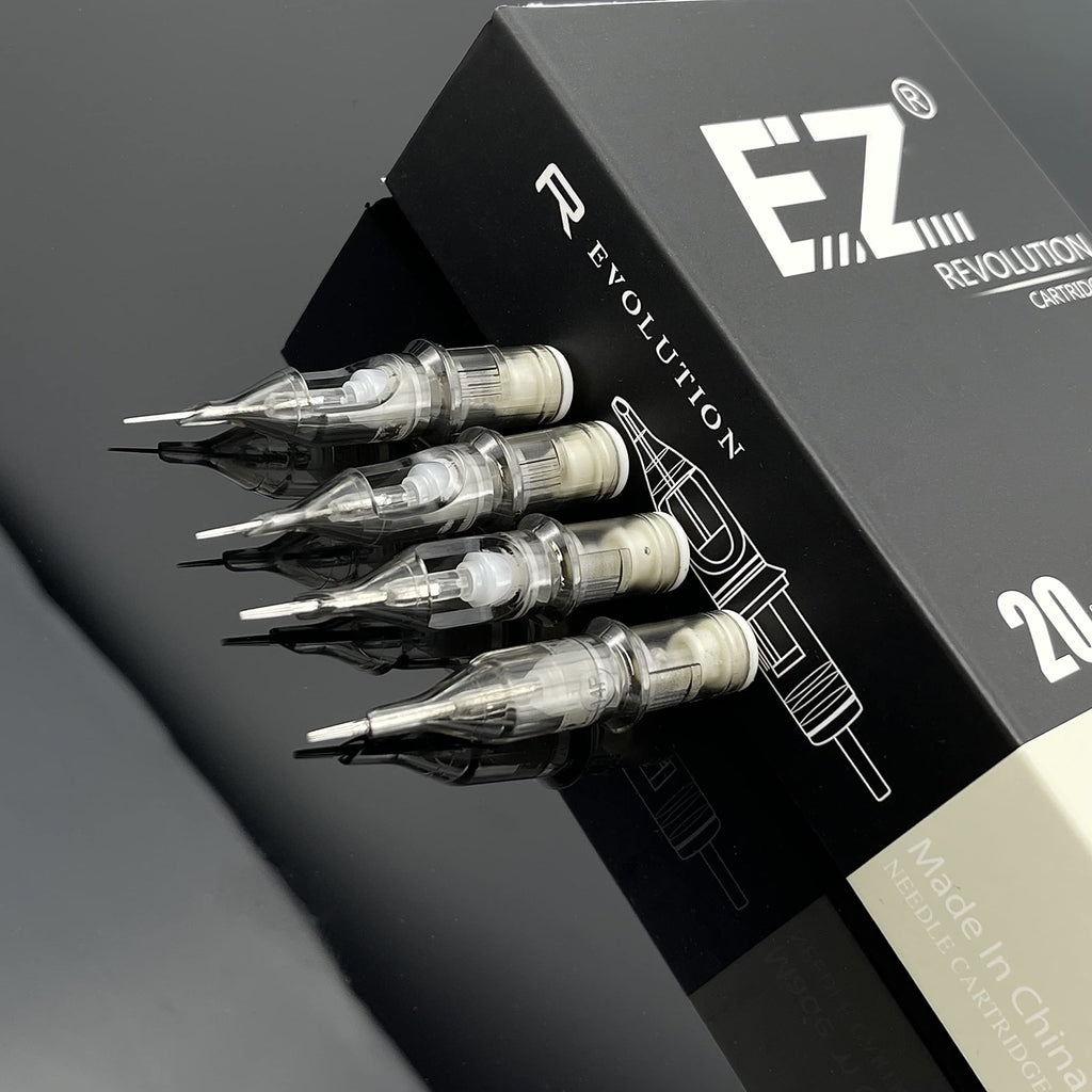 EZ Tattoo Cartridge Needles Assorted - 50Pcs #12 Mixed (3RL 5RL 7RL 9RL 11RL) Standard Round Liner Tattoo Needle Cartridges for Tattooing Rotary Tattoo Pen Machine Supply - Revolution