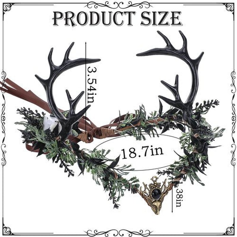 MOSTORY Light up Elf Crown - Black Antler Headpiece Gothic Flower Circlet Elven Woodland Tiara for Women Renaissance Fair Cosplay Halloween Costume Photo Shoot