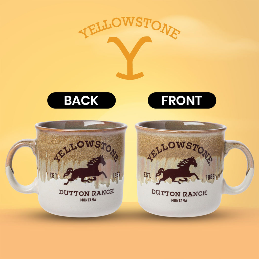 Silver Buffalo Yellowstone Dutton Ranch Montana Reactive Glaze Ceramic Camper Mug, 20 Ounces