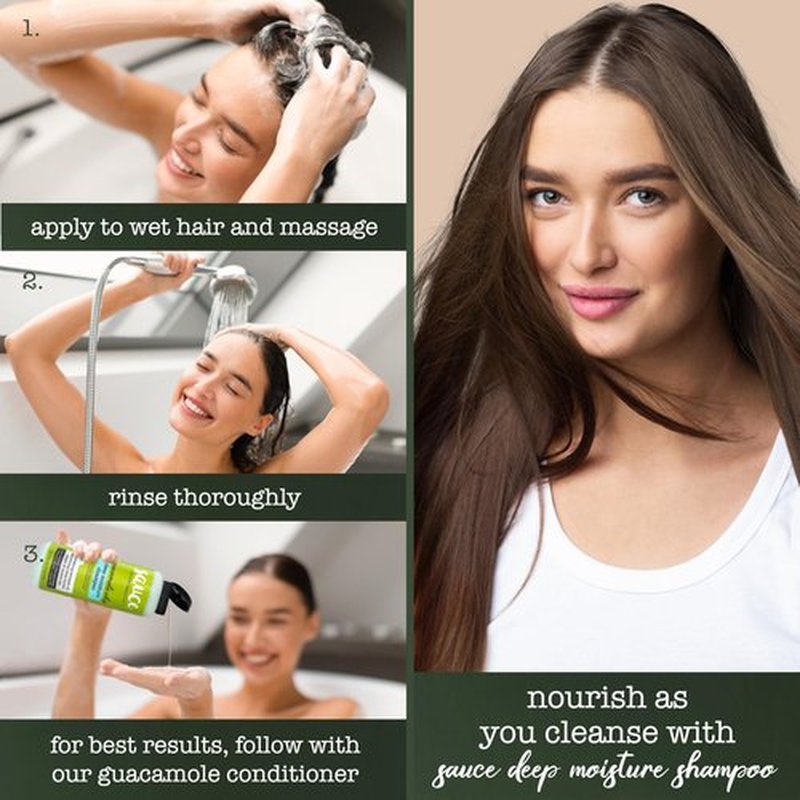 SAUCE BEAUTY Guacamole Whip Shampoo (10.5 Fl Oz) Deep Moisture Shampoo with Shea Butter and Avocado, Argan, Monoi & Coconut Oils, Frizz Control and Hair Repair Formula For All Hair Types
