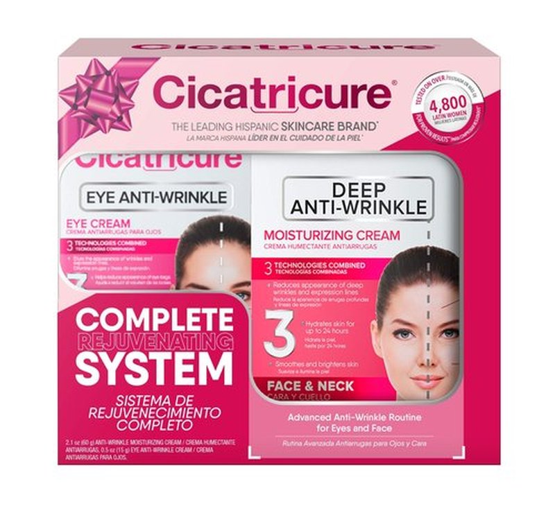 Cicatricure Deep Anti-Wrinkle Kit with Eye Cream and Face & Neck Cream, Wrinkle Cream System with Face Moisturizer and Neck Cream, Daily Care for Wrinkle-Prone Skin, Skincare Gift Set, 2 Count
